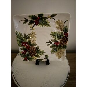 Maxcera Christmas YULTIDE BOUGH 8.5" Square Platter